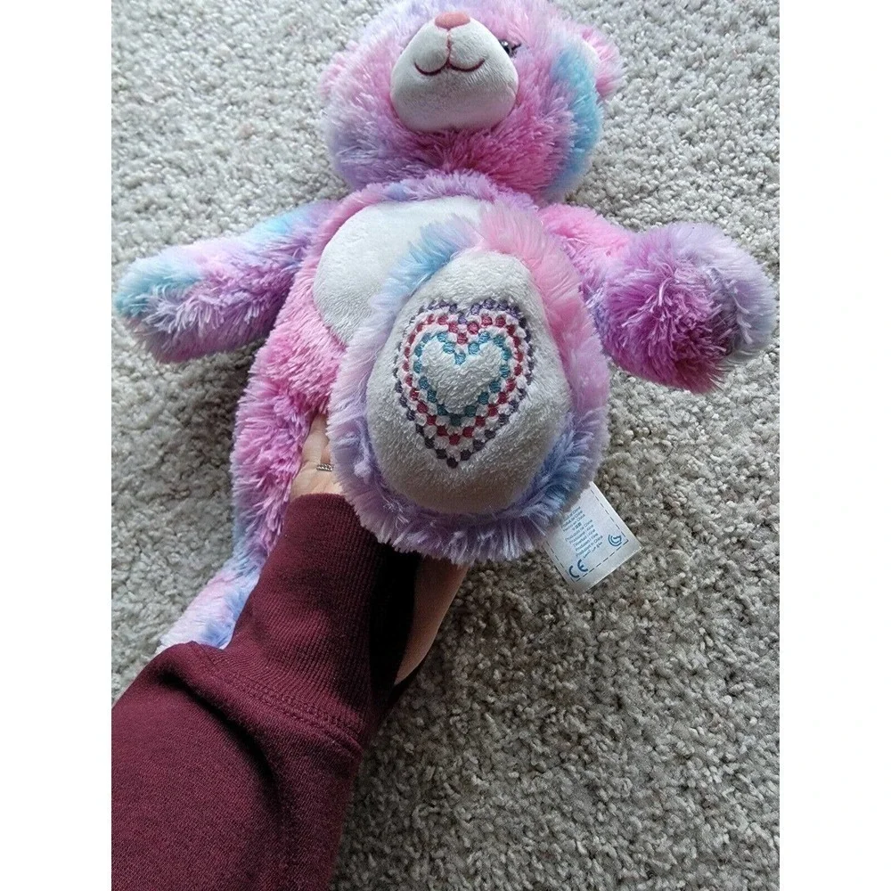 Build A Bear Furever Endless Hearts Tie-Dye Pink Blue Purple Plush Heart On Foot